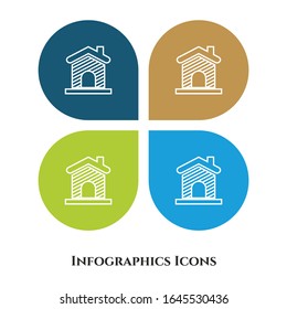 Dog House Vector Illustration icon for all purpose. Isolated on 4 different backgrounds.