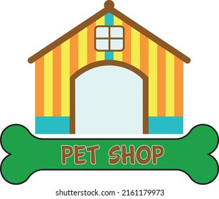 dog house vector logo, green, orange brown, dark blue color bone element