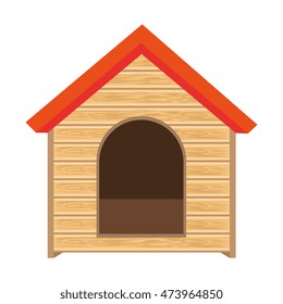 dog house of wood home pet animal canine vector illustration