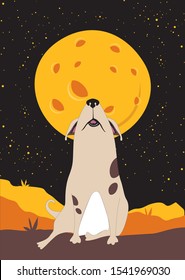
Dog howls at the moon
