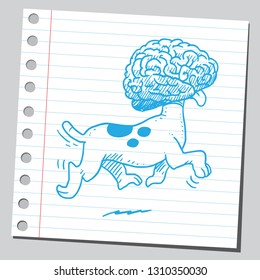 Dog with human brain instead of it's head