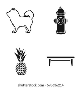 Dog, hydrant and other web icon in black style. pineapple, shop icons in set collection.