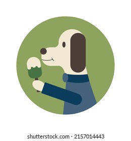 Dog with ice cream. Flat style vector illustration.