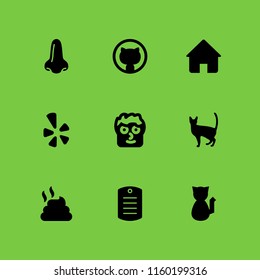 dog icon. 9 dog set with cat, goofy, shelter and pet vector icons for web and mobile app