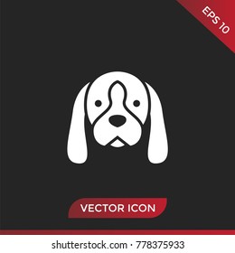 Dog icon. Animal symbol. Pet pictogram, flat vector sign isolated on black background. Simple vector illustration for graphic and web design.