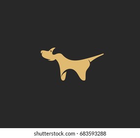 Dog icon, black background, pet shop, vector illustration