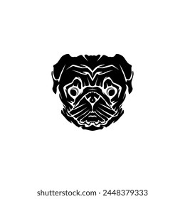 The dog icon is black on a white background.	