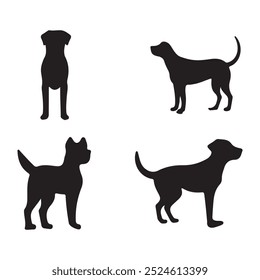 Icono de perro negro Vector siluetas fondo blanco 