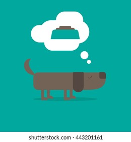 Dog icon cartoon thinking about food