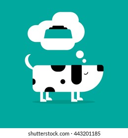 Dog icon cartoon thinking about food