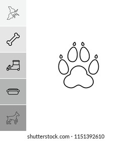 Dog icon. collection of 6 dog outline icons such as fast food cart, bone, animal paw. editable dog icons for web and mobile.