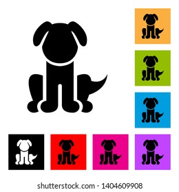 Dog Icon in Color and Black Version