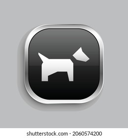 dog icon design. Glossy Button style rounded rectangle isolated on gray background.. Vector illustration