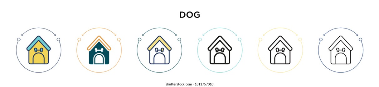 Dog icon in filled, thin line, outline and stroke style. Vector illustration of two colored and black dog vector icons designs can be used for mobile, ui, web