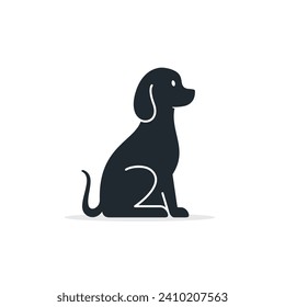 Dog icon flat silhouette pet symbol, vector isolated illustration.