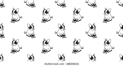 Dog icon french bulldog bone icon vector seamless pattern background wallpaper