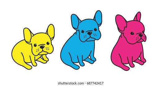 Dog icon french bulldog illustration vector doodle color pop art