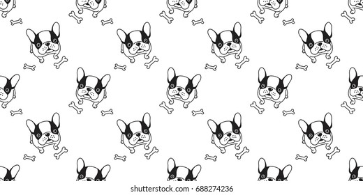 Dog icon french bulldog illustration bone icon vector seamless pattern wallpaper background