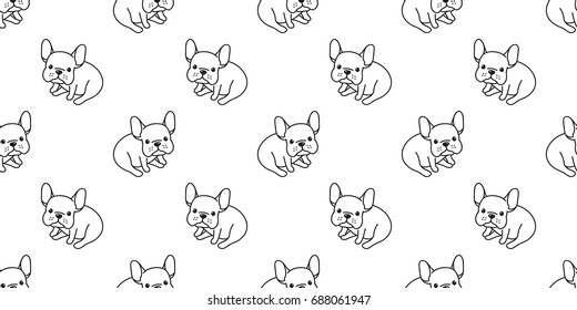 Dog icon french bulldog vector seamless pattern white background wallpaper