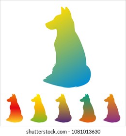 Dog icon, gradient silhouette on white background