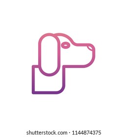 dog icon in gradient style on white background