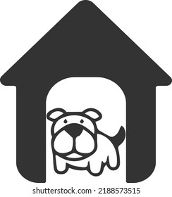 Hundesymbol, Hund im Haus Symbol, Vektorgrafik