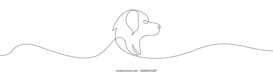 Dog icon line continuous drawing vector. One line Pet icon vector background. Man friend icon. Continuous outline of a Home Dog icon.