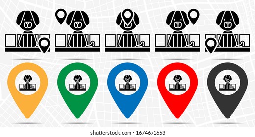 Dog icon in location set. Simple glyph, flat illustration element of petshop theme icons