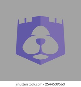 Ícone do cão Logotipo com castelo conceito forte