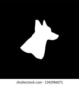 Dog Icon On Black Background. Black Flat Style Vector Illustration.