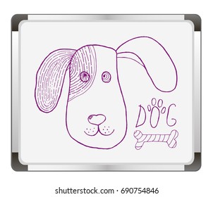 Dog icon on flip chart background. Vector illustration.