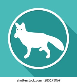 dog icon on white circle with a long shadow