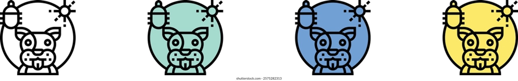 dog icon. Outline, Green, Blue and Yellow Style Design Isolated On White Background