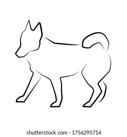 Dog icon. Outline vector illustration. Hand drawn style. Pets. Logo of dog full length isolated on white.