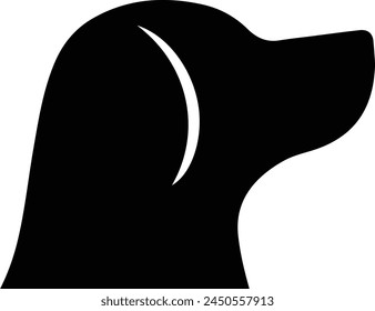 Icono del perro, ilustración del pictograma del glifo de la silueta del Vector del perfil de la cara del animal doméstico