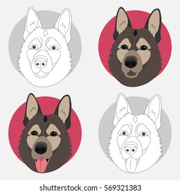 Dog icon. Set of 4 pieces. Vector illustration.