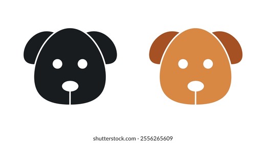 Dog icon set in black and colored versions.