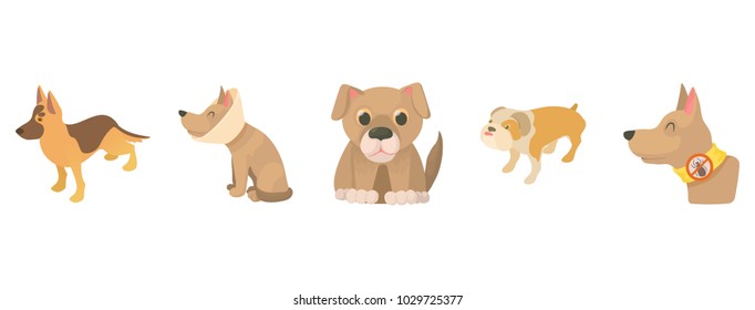 Dog icon set. Cartoon set of dog vector icons for web design isolated on white background