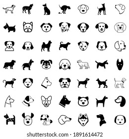 Dog icon set collection. Vector silhouette of dog.