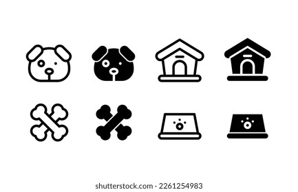 dog icon set. dog collection vector. vector illustration.	