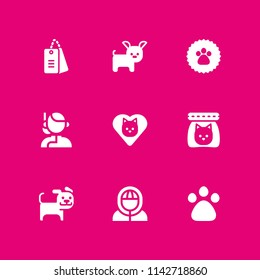dog icon set. eskimo, paw sticker and cat food vector icon for graphic design and web