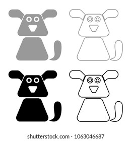 Dog icon set grey black color