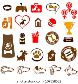 Dog icon set isolated on White background. Vector illustration