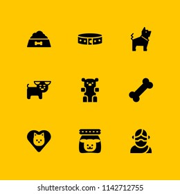 dog icon set. puppy, collar and bone vector icon for graphic design and web