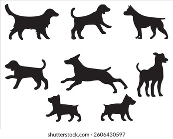 Dog icon set Silhouette  vector with white Background 