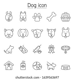 Dog icon set in thin line style