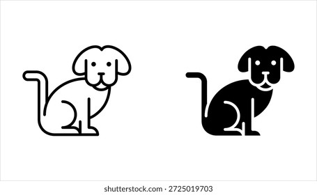Hundesymbol im dünnen Linienstil auf weißem Hintergrund