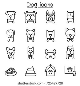 Dog icon set in thin line style