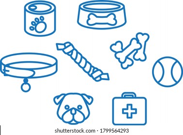 dog icon set. Trendy pet icons (blue version)