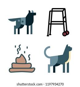 dog icon set. vector set about walker, wolf, cat and poop icons set.